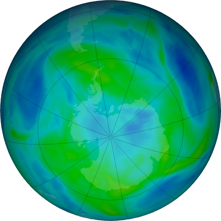 Antarctic ozone map for 07 April 2024